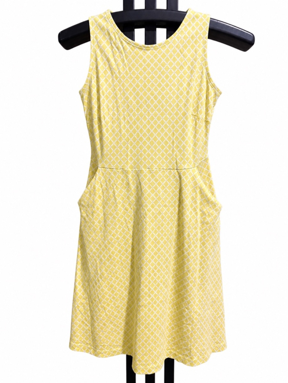 Sleeveless Yellow Patterned A-Line Dress